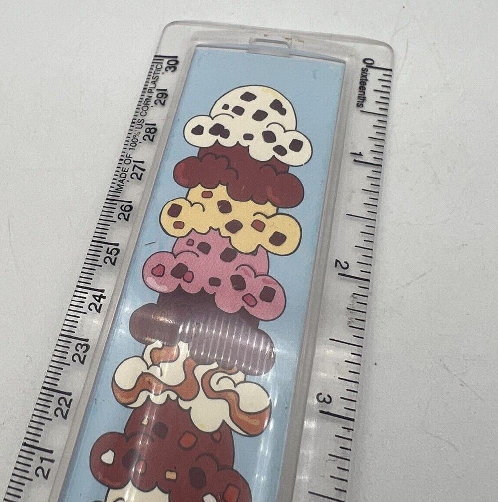 Vtg Ben & Jerry's Giant Ice Cream Cone 12" School Ruler 2007 Blue Pink RARE
